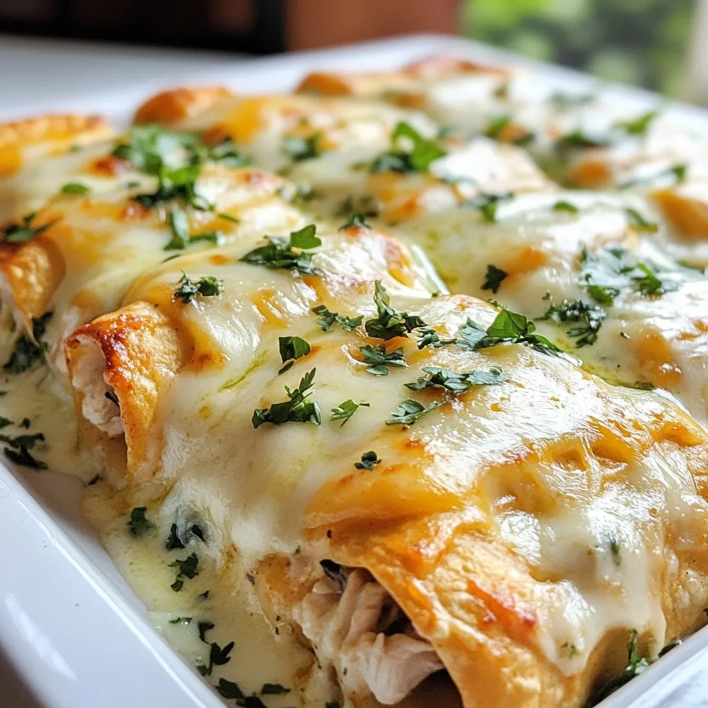 High-Protein White Sauce Chicken Enchiladas Recipe