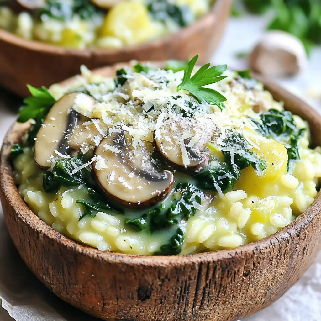One-Pot Mushroom Spinach Risotto Creamy Delight