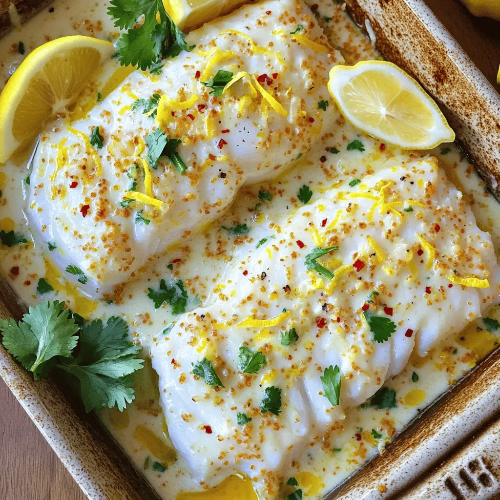 Tasty Baked Cod in Coconut Lemon Cream Sauce Delight