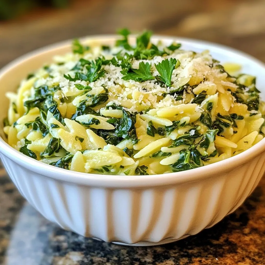 Creamy Garlic Spinach Orzo Delightful Easy Dinner