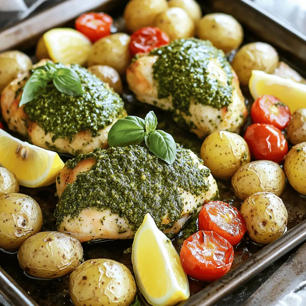 Pesto Chicken &#038; Roasted Potatoes Sheet Pan Delight