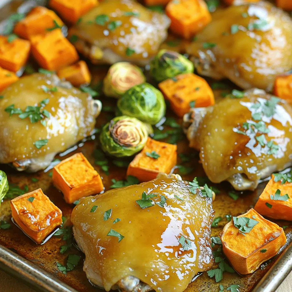 Sheet Pan Maple Roasted Chicken and Sweet Potatoes Dish
