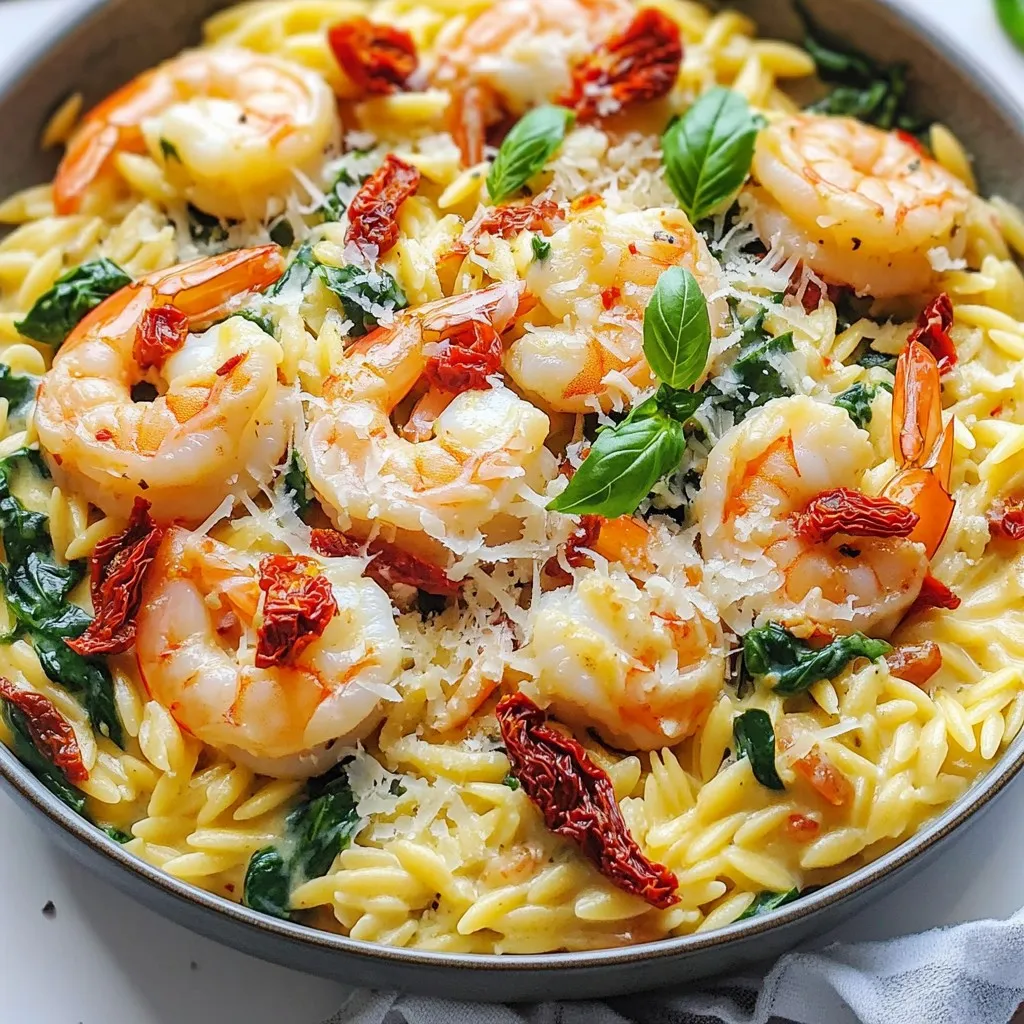 Creamy Tuscan Shrimp Orzo Skillet Delight