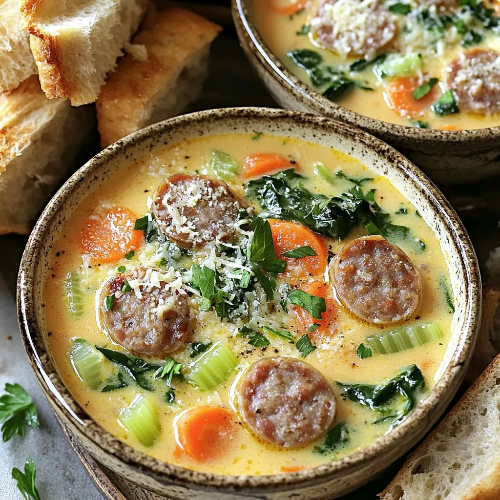 Flavorful Slow Cooker Creamy Tuscan Sausage Soup Recipe