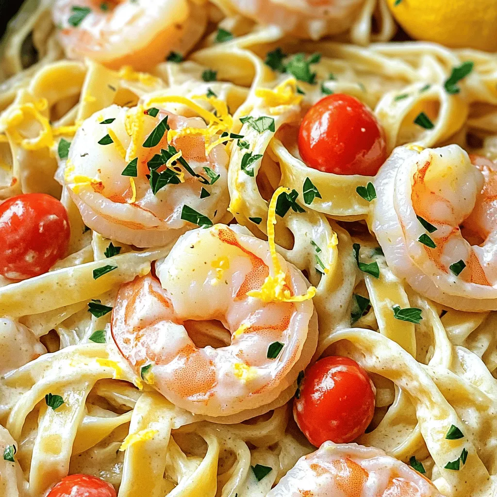 One-Pot Creamy Lemon Garlic Shrimp Pasta Delight