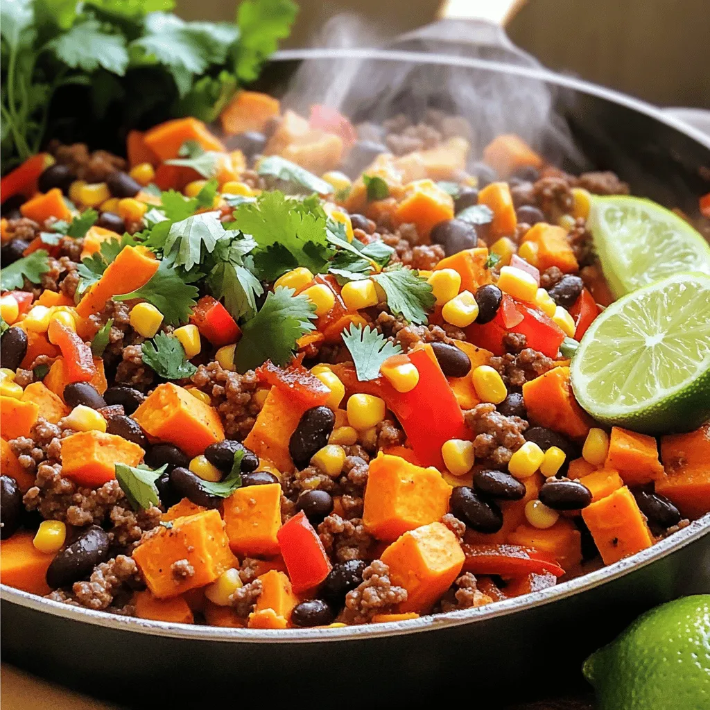 Southwestern Ground Beef Sweet Potato Skillet Delight