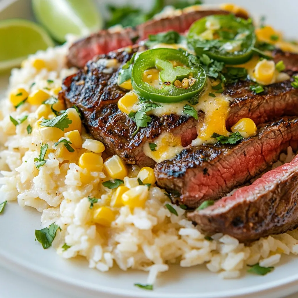 Seared Steak with Queso Rice Flavorful Dinner Idea