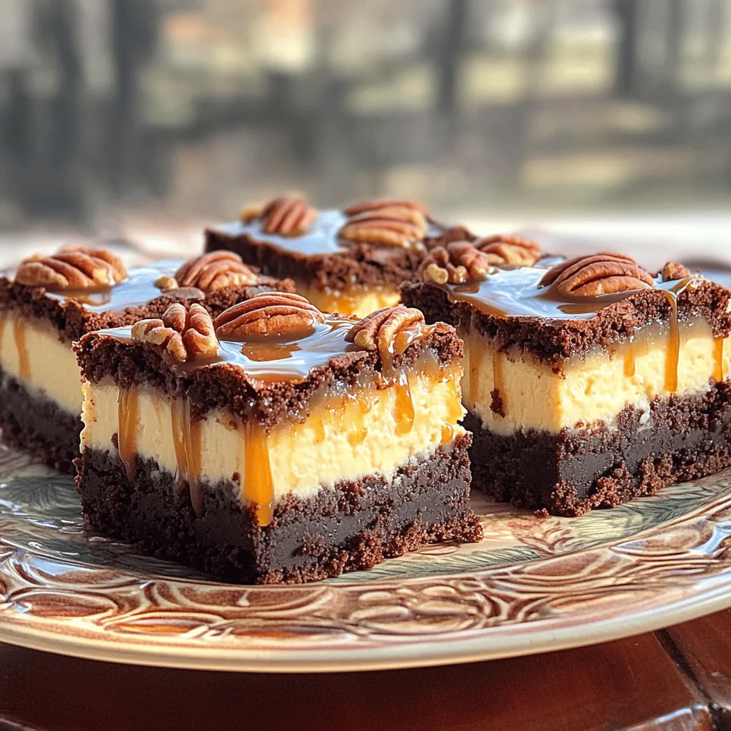 Caramel Pecan Cheesecake Brownie Bars Delightful Treat