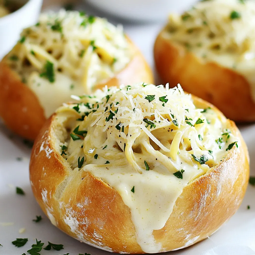 Chicken Alfredo Bread Bowls Flavorful Comfort Meal