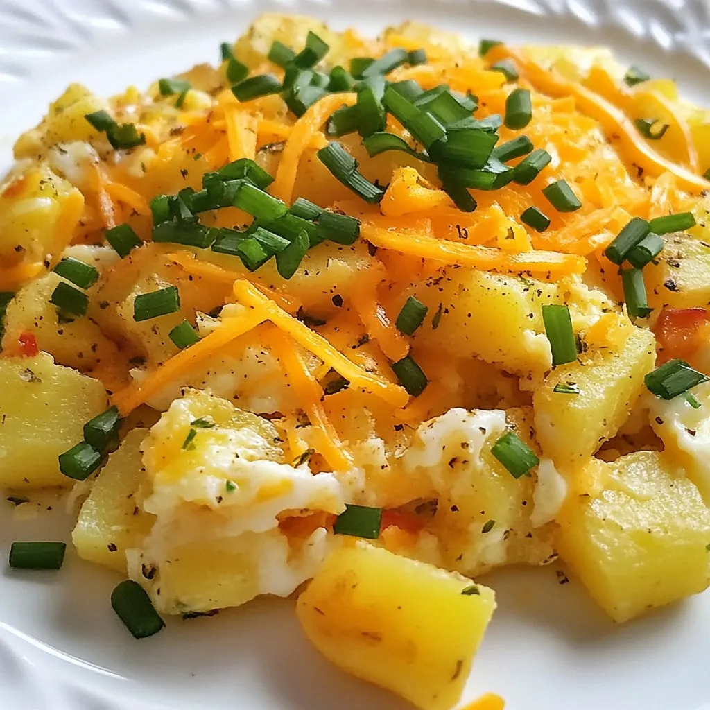 Cheesy Potato Egg Scramble Flavorful Breakfast Delight