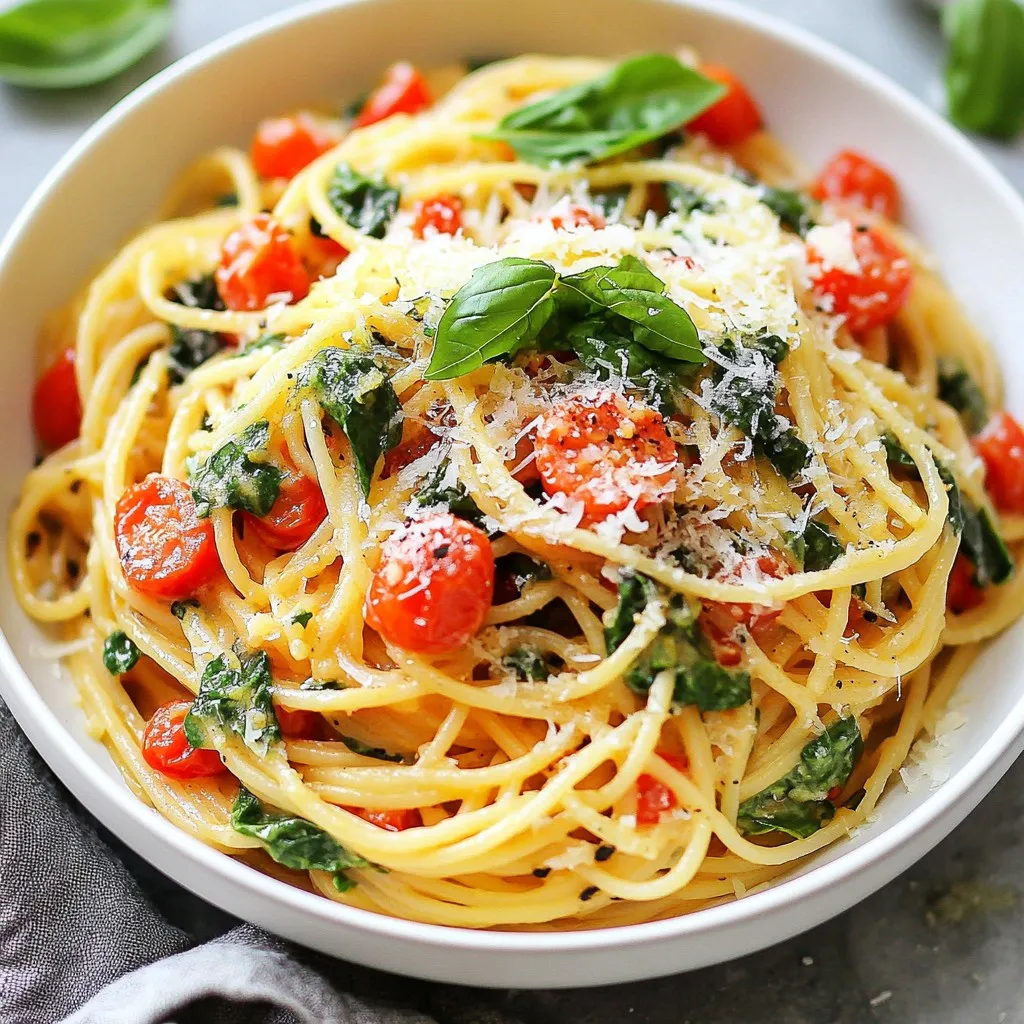 Garlicky Spinach Tomato Pasta Quick and Flavorful Meal