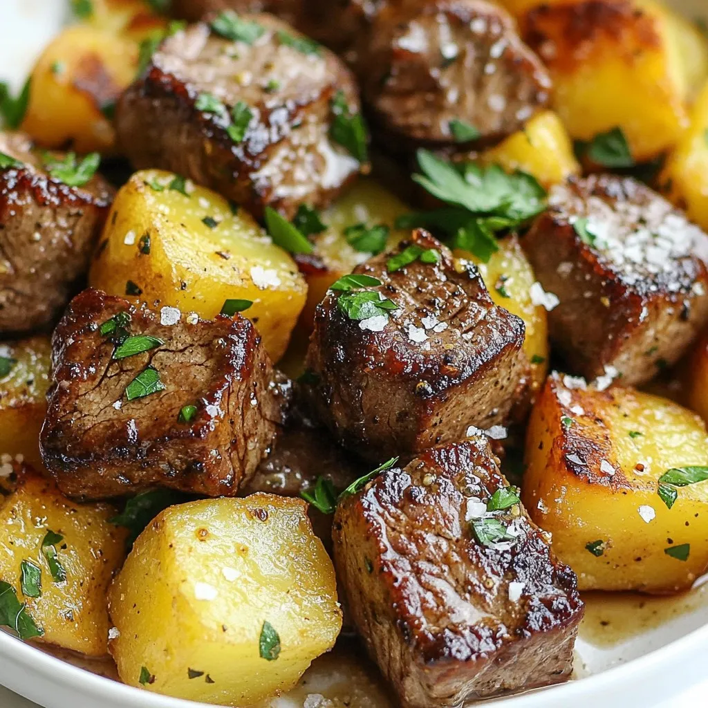 Garlic Butter Steak Bites with Potatoes Recipe Treat