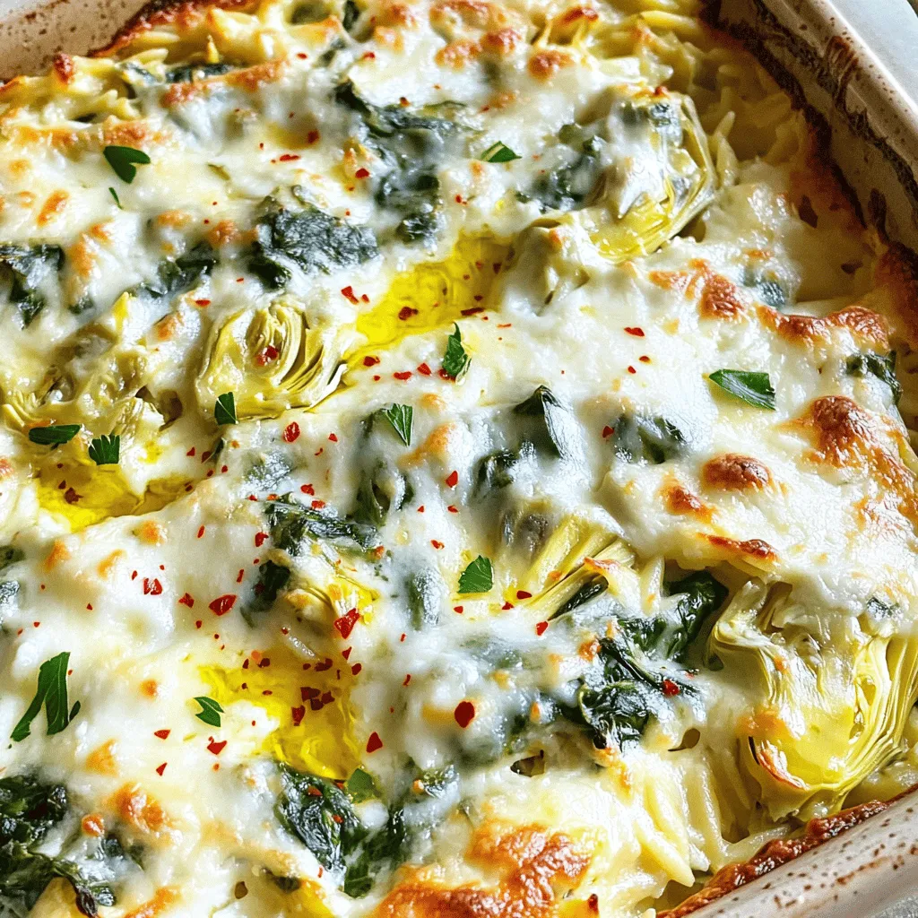 Cheesy Spinach Artichoke Orzo Bake Delicious Meal