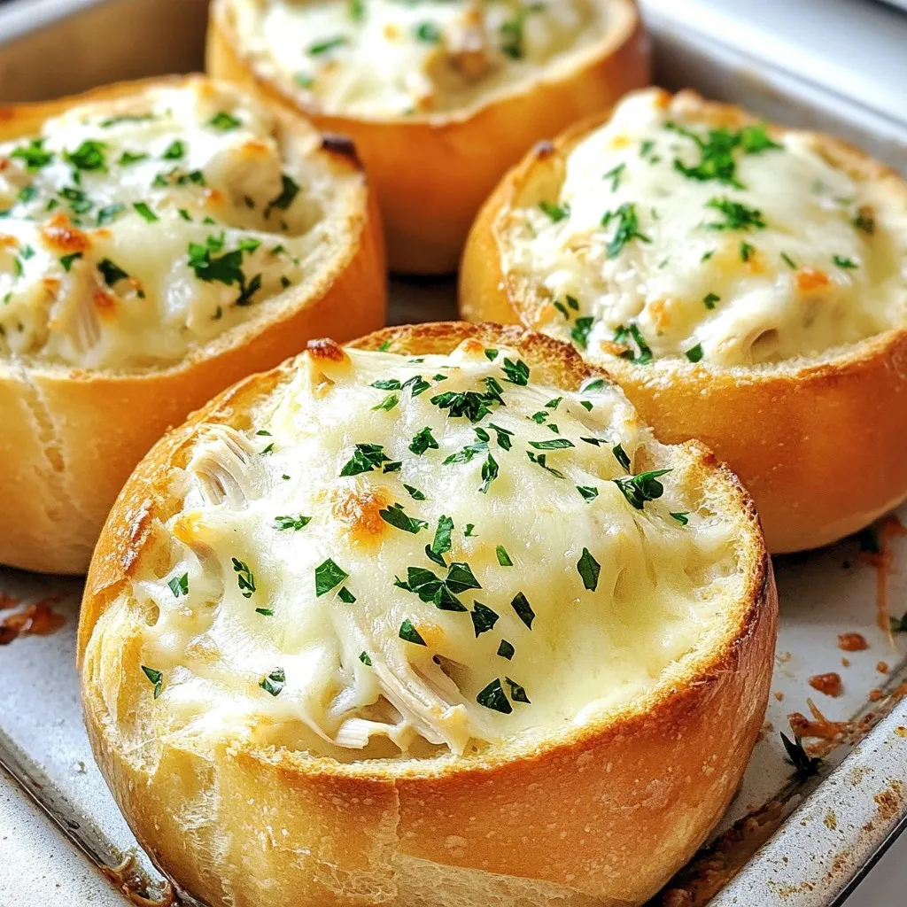 Chicken Alfredo Garlic Bread Bowls Delightful Recipe