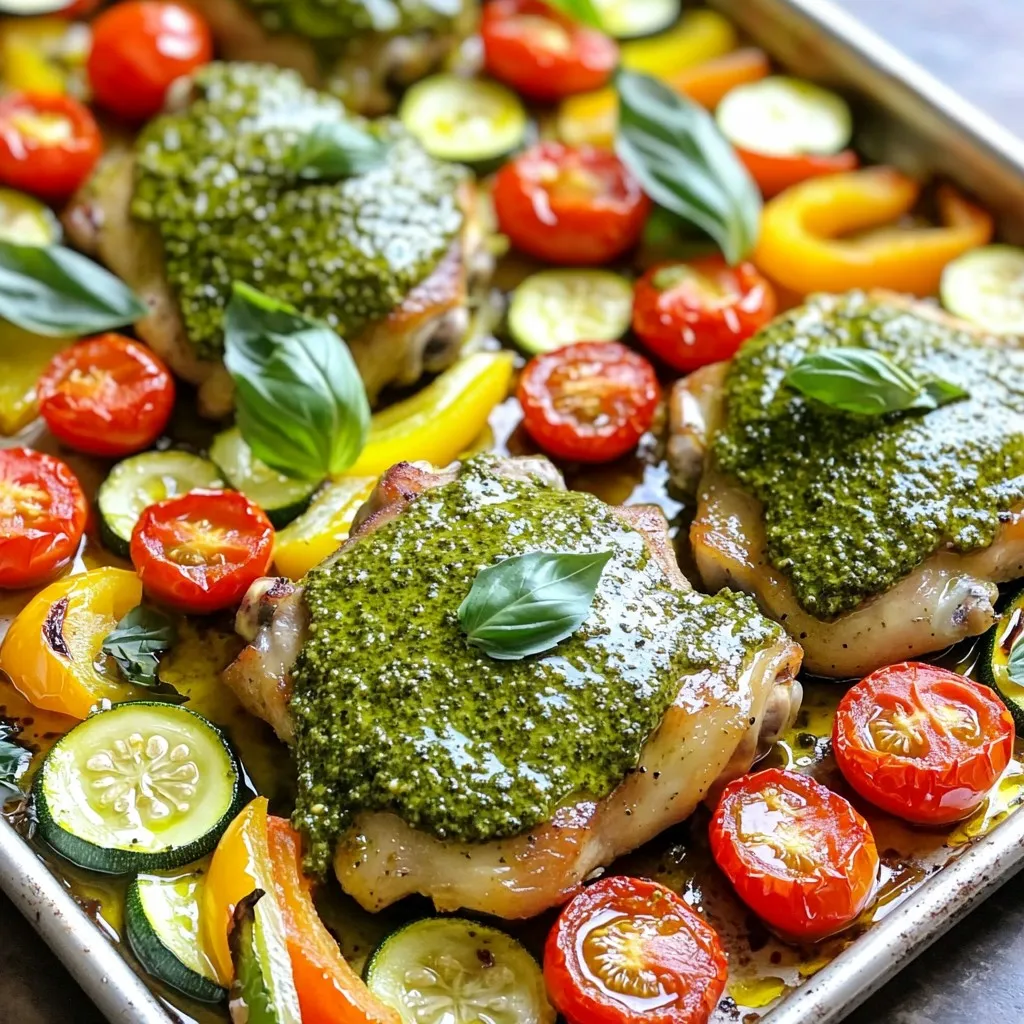 Pesto Chicken &#038; Cherry Tomato Sheet Pan Delight