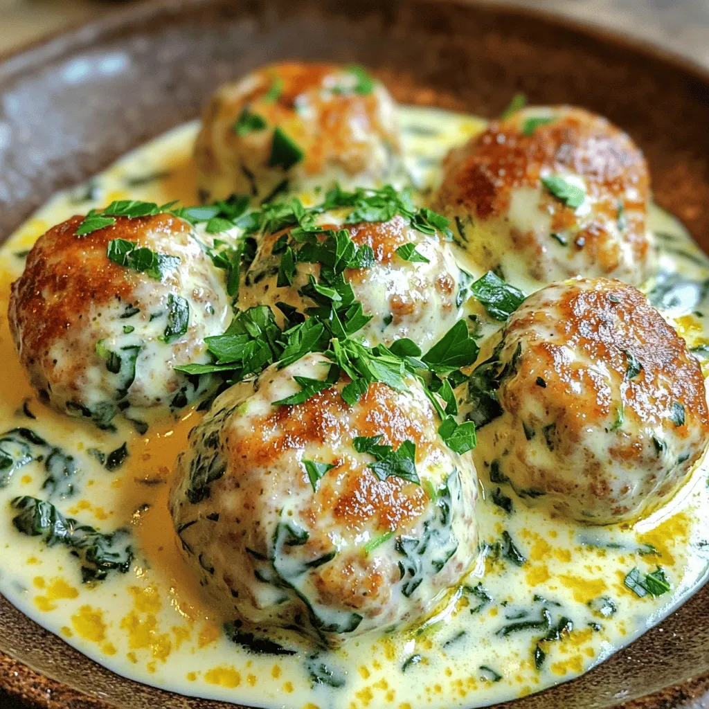 Creamy Spinach Turkey Meatballs Savory and Filling Dish