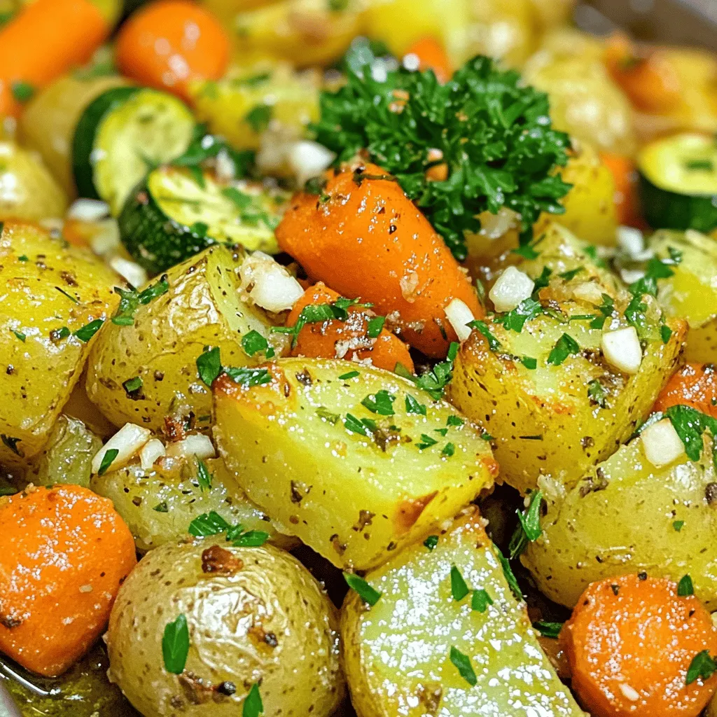 Garlic Herb Roasted Potatoes, Carrots &#038; Zucchini Dish