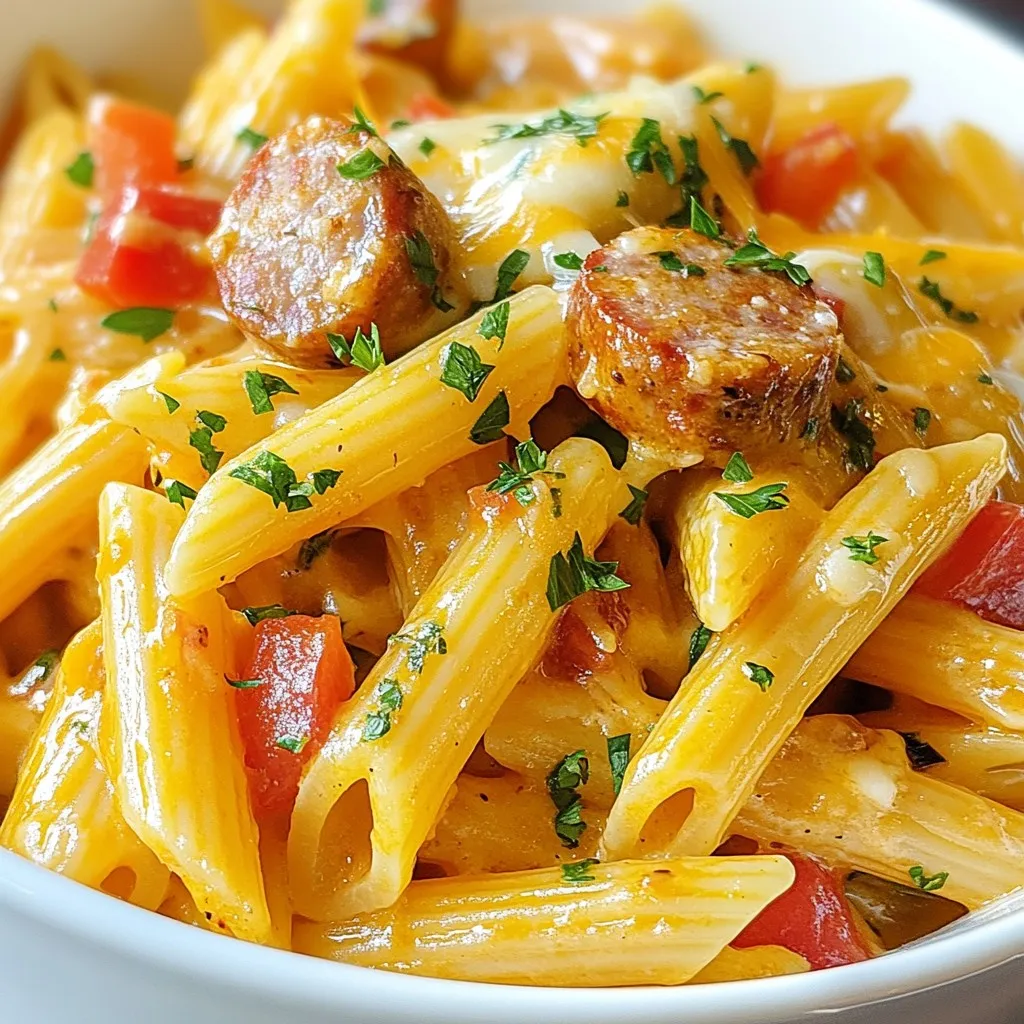 One Pot Creamy Cajun Sausage Pasta Delight