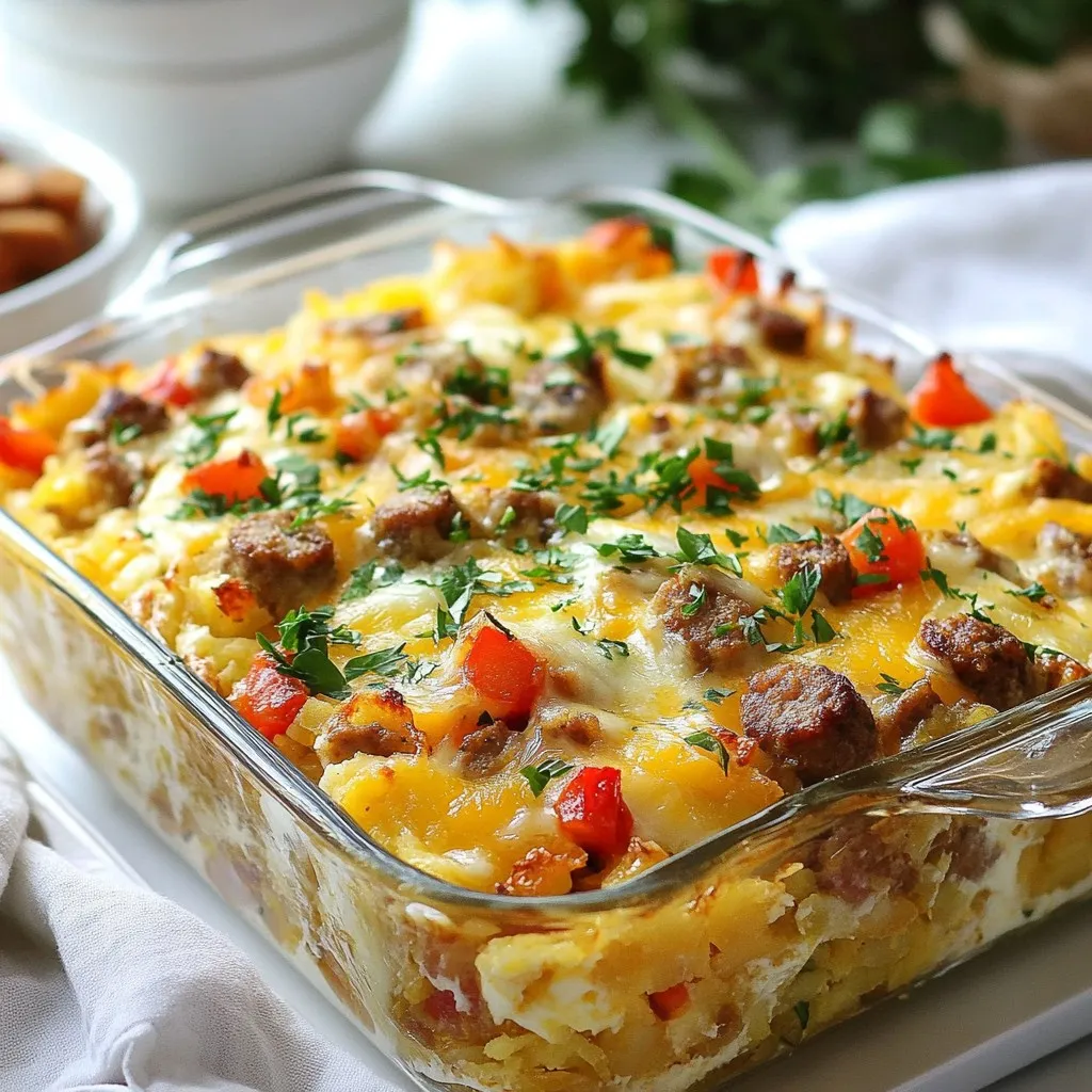 Sausage Hash Brown Breakfast Casserole Delightful Dish