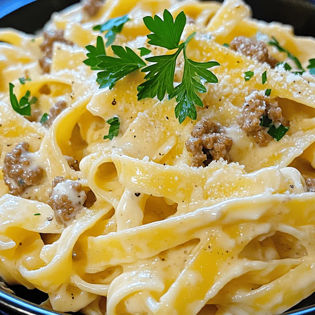 Creamy Ground Beef Alfredo Pasta Delightful Dinner dish
