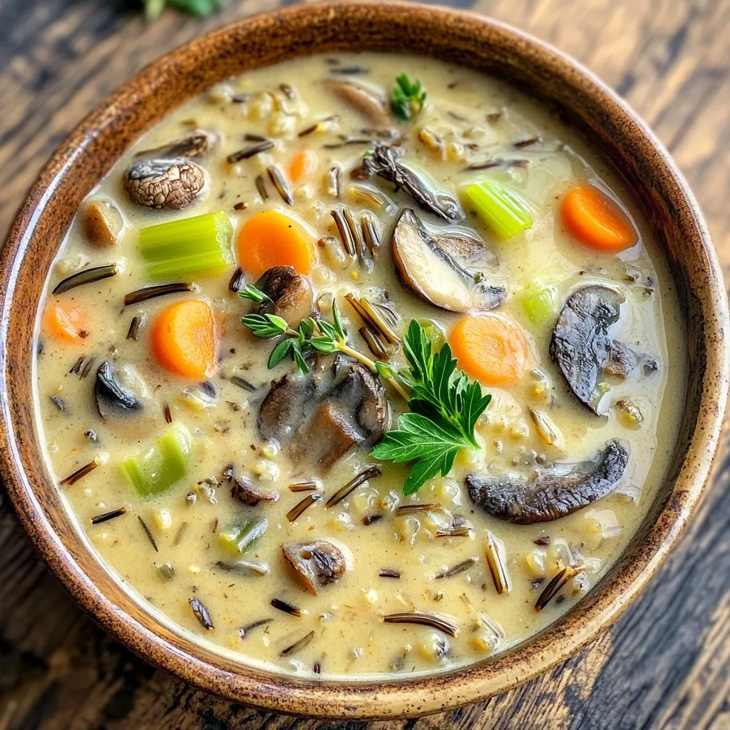 Slow Cooker Creamy Mushroom Wild Rice Soup Delight