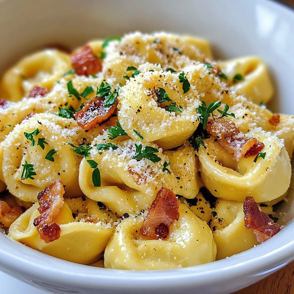 Thirty Minute Tortellini Carbonara Simple Dinner Meal