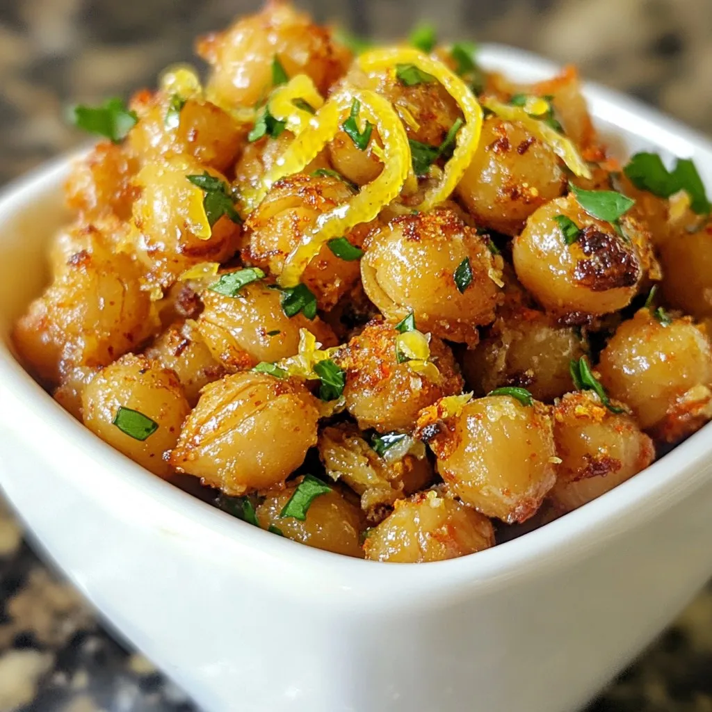 Lemon Garlic Roasted Chickpeas Crunchy Snack Idea