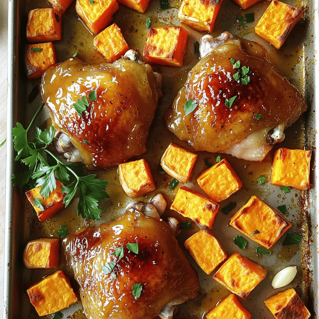 Garlic Honey Chicken &#038; Sweet Potato Sheet Pan Delight