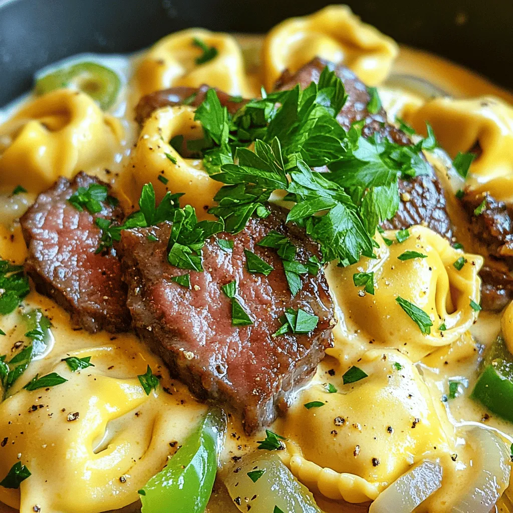 Savory Cheesesteak Tortellini in Rich Provolone Sauce