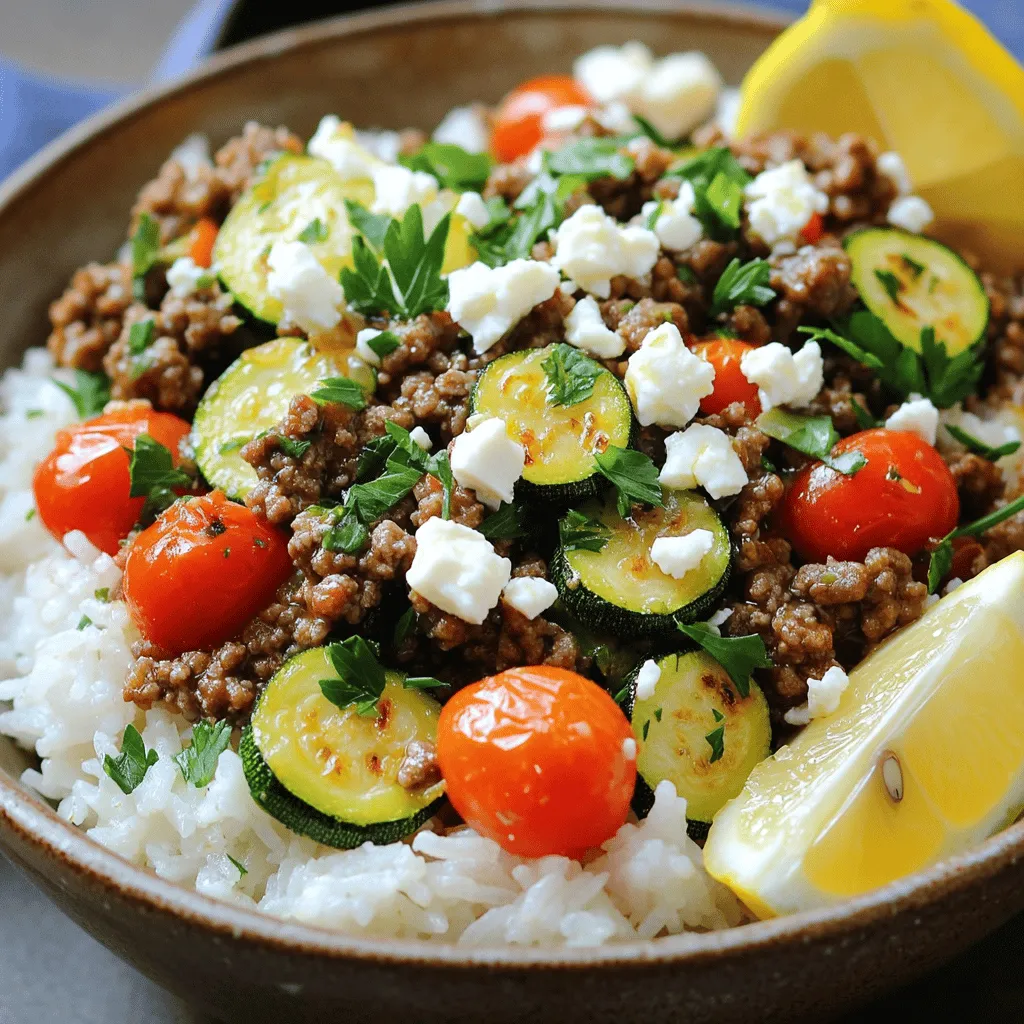 Greek Beef and Zucchini Rice Bowl Flavorful Delight
