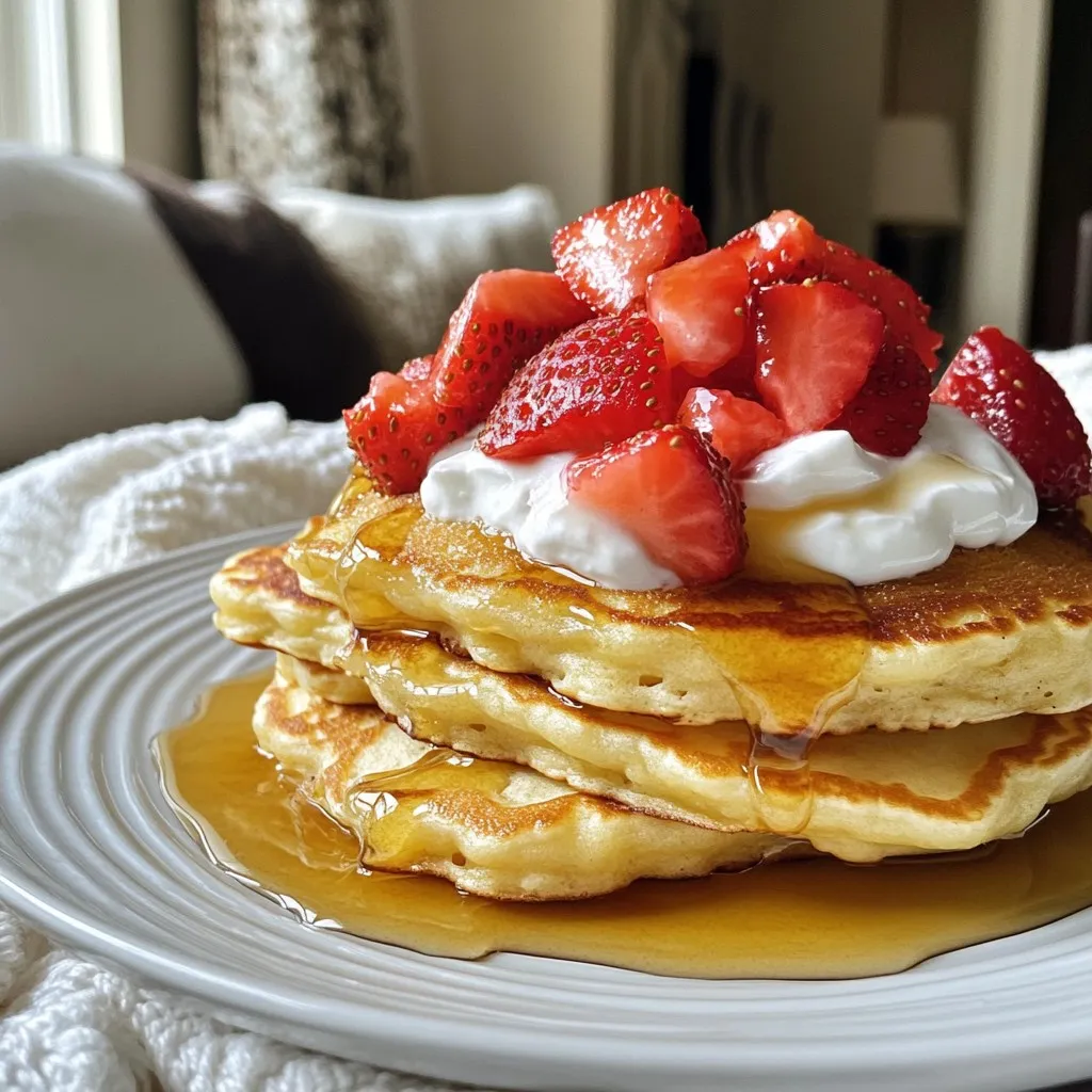 Strawberries and Cream Protein Pancakes Tasty Delight