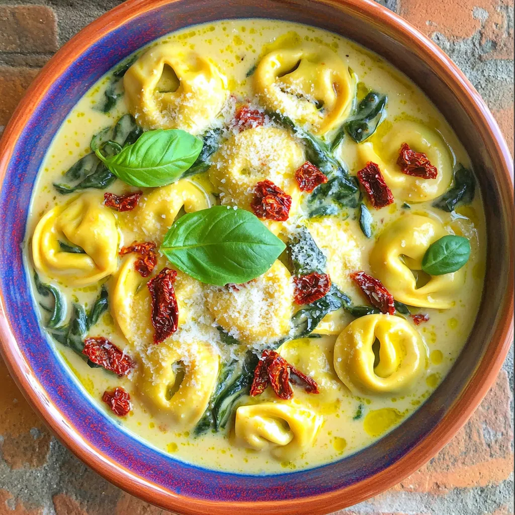 One-Pot Sun-Dried Tomato Spinach Tortellini Delight