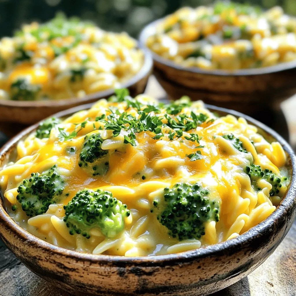 One-Pot Creamy Broccoli Cheddar Orzo Delight