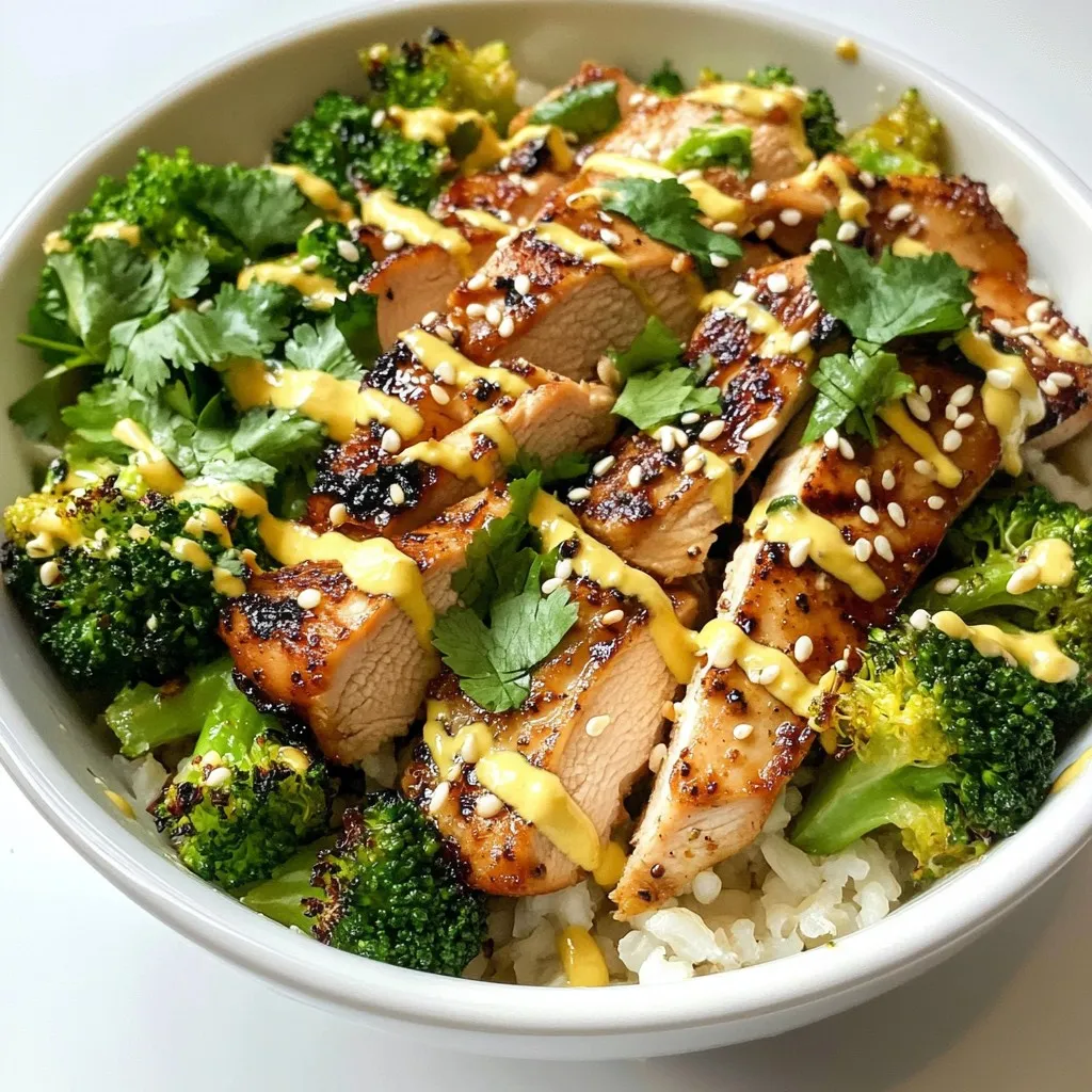 Grilled Chicken and Broccoli Bowls with Garlic Sauce Delight