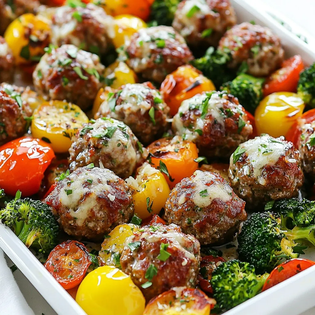 Sheet Pan Garlic Herb Meatballs &#038; Veggies Recipe